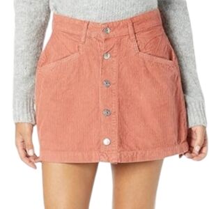 Free People Myrrh Ray Cord Button Down Front Pocket Corduroy Mini Skirt Medium